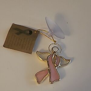 Pink Ribbon Angel Suncatcher